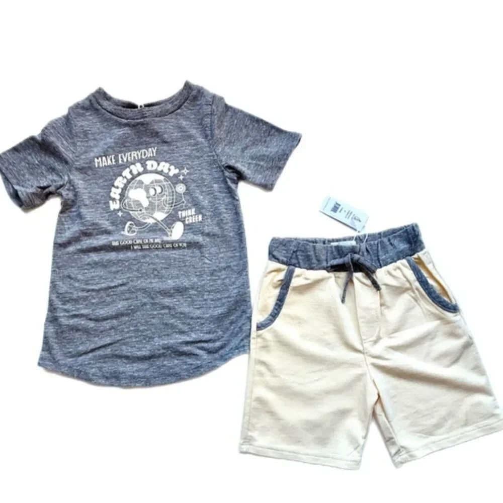 NWT Miki Miette boys' short-sleeved gray “Earth Day